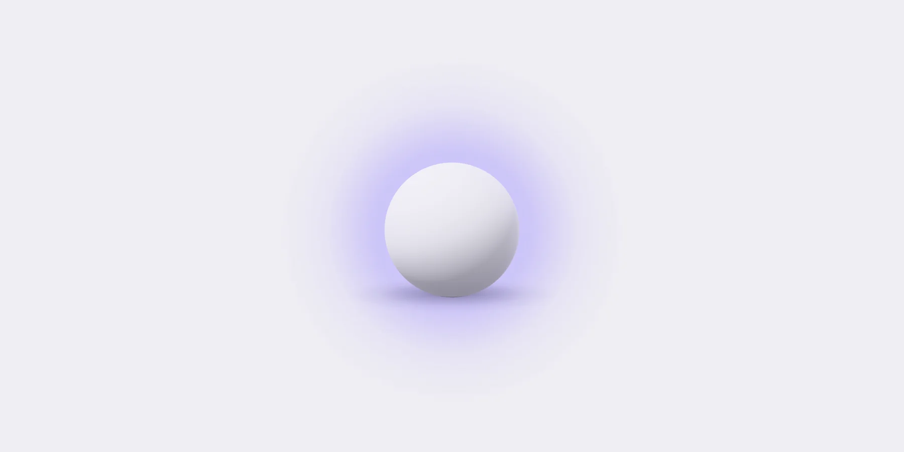 A matte milk pebble lit by a soft lavender halo